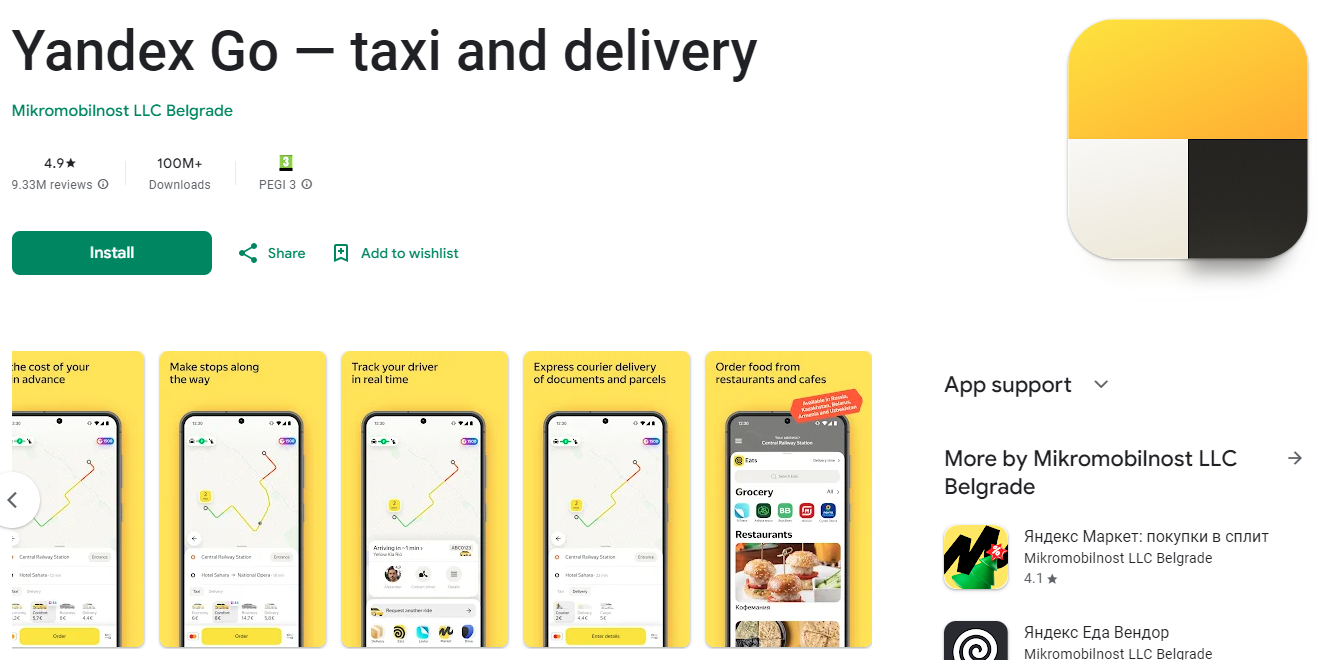 Taxi russie prenotare Yandex Go Taxi